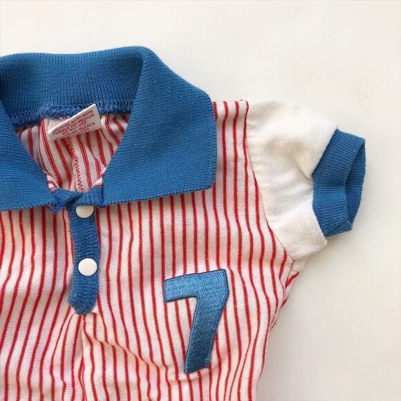 Vintage Buster Browns stripe collar romper EUC 6-9 months - Picture 2 of 7